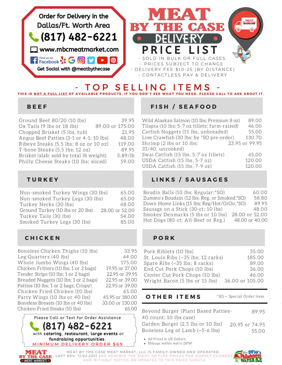 Price List MBC Meat Market
